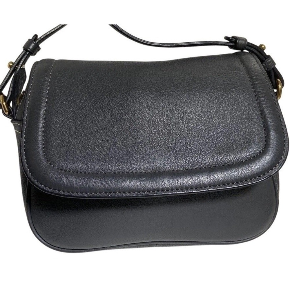 J.Crew Leather Flap Crossbody Bag Charcoal Gray Small Zip Top FA17 Classic